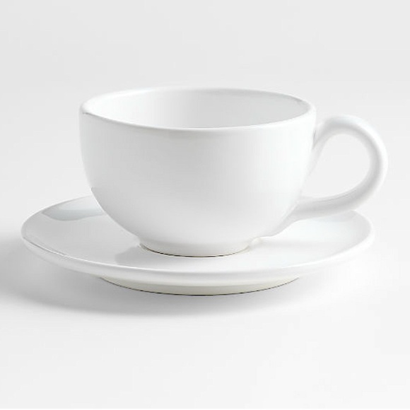 New! Crate&Barrel 🇮🇹🍋✨Sorrento 13.5-oz. White Cappuccino Cup and Saucer LIMITED - Picture 1 of 3
